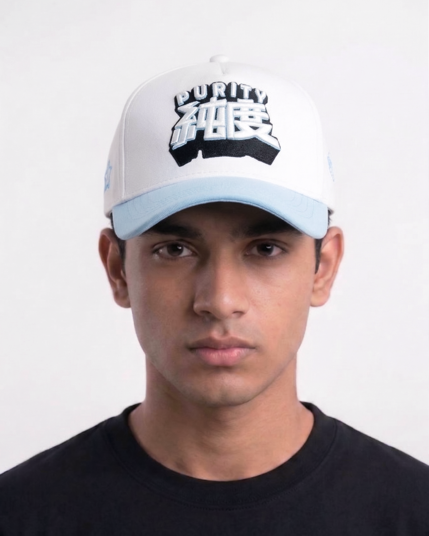 Purity sky blue and white embroidered Baseball cap model 