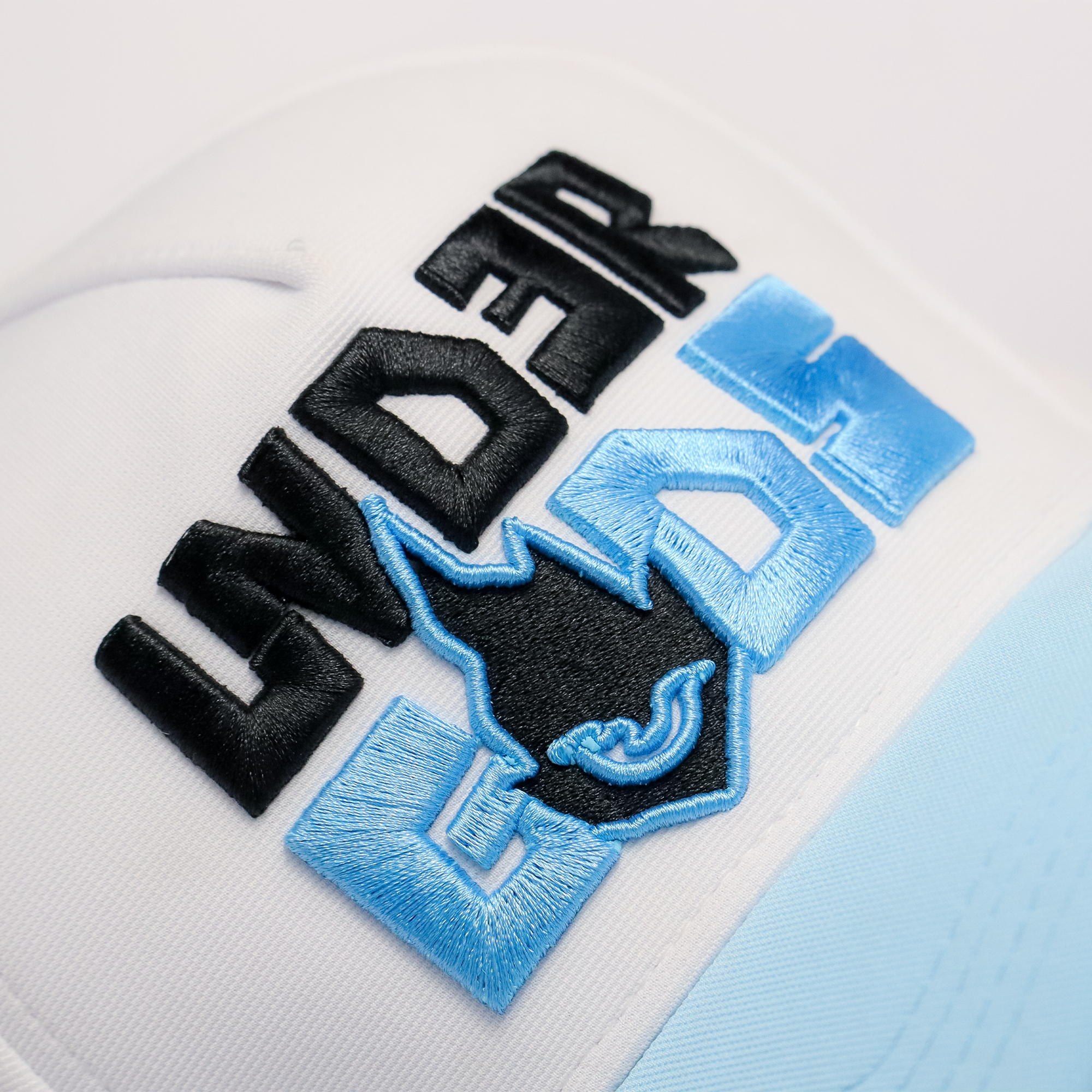 Back view of Frost Flames snapback cap showing adjustable closure — white baseball cap for men and women